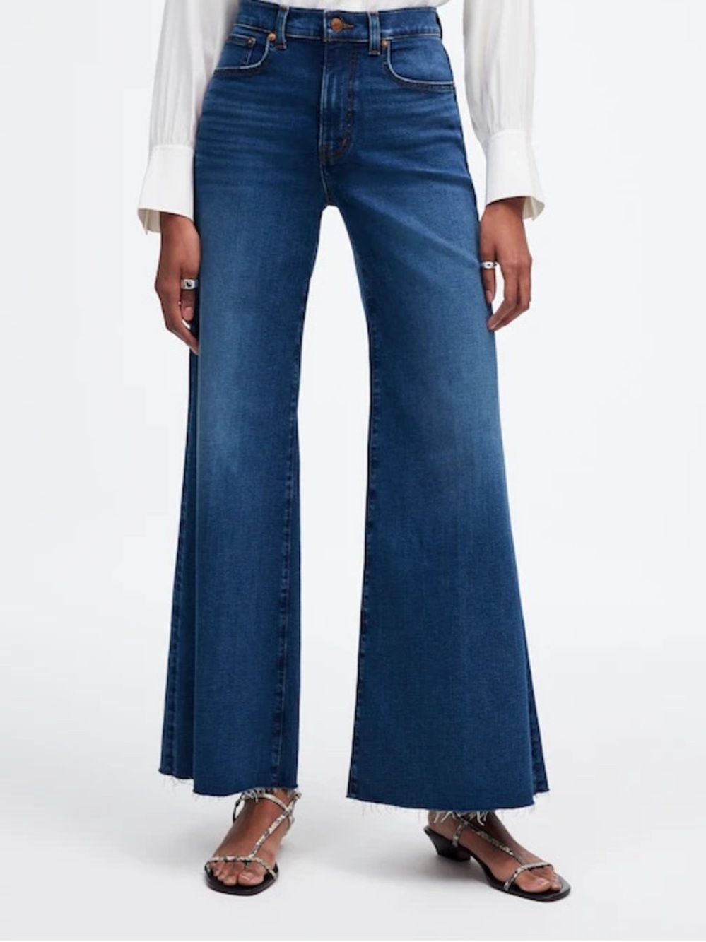 MADEWELL Flared Wide-Leg Crop Raw Hem Jeans Dark wash US 31 Like new